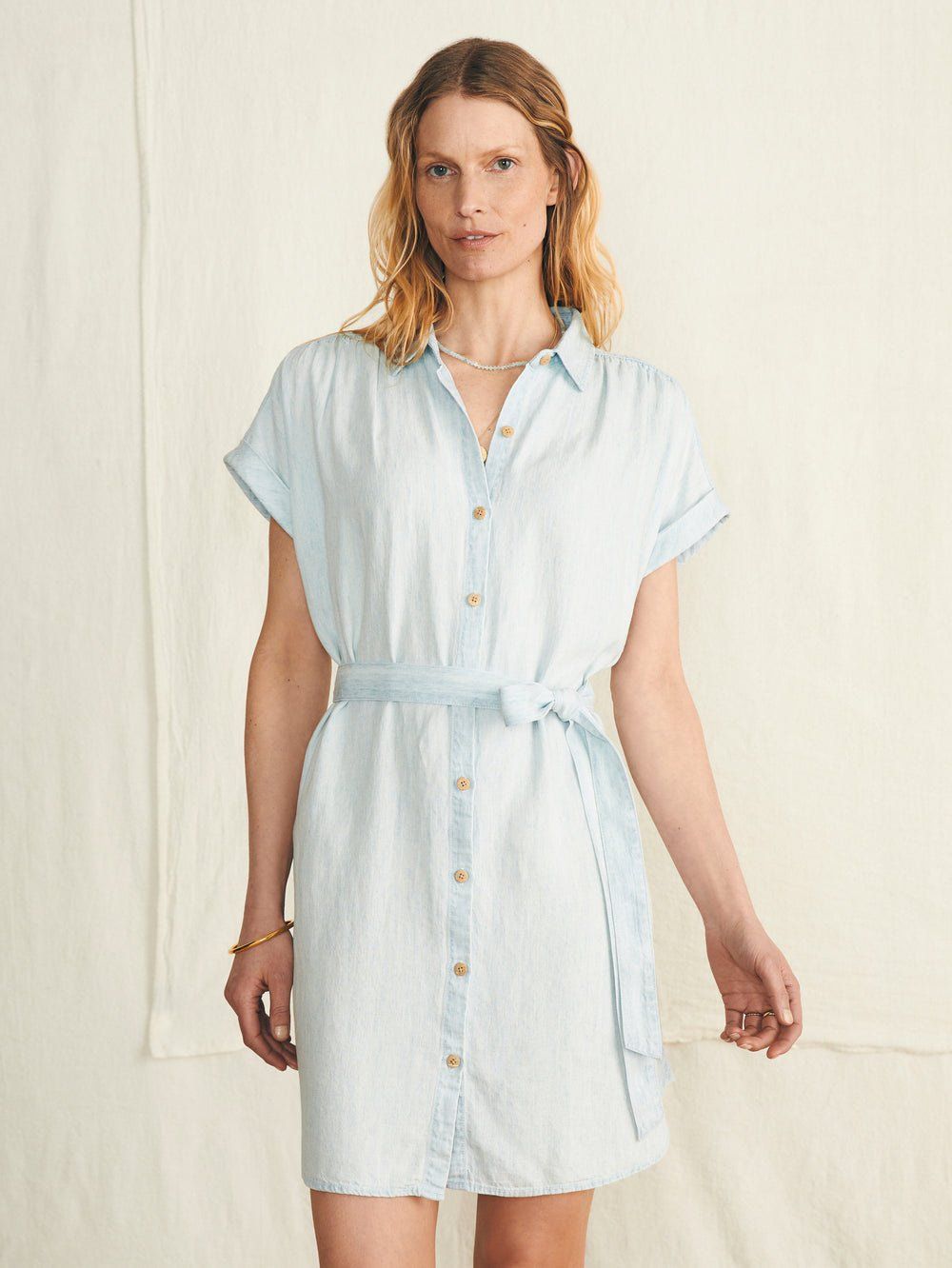 Faherty breeze shirtdress icy blue wash