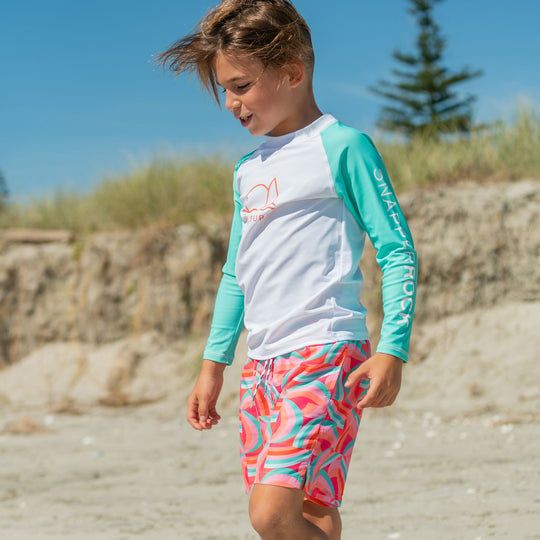 SNAPPER ROCK GEO MELON SUSTAINABLE SWIM SHORT RED