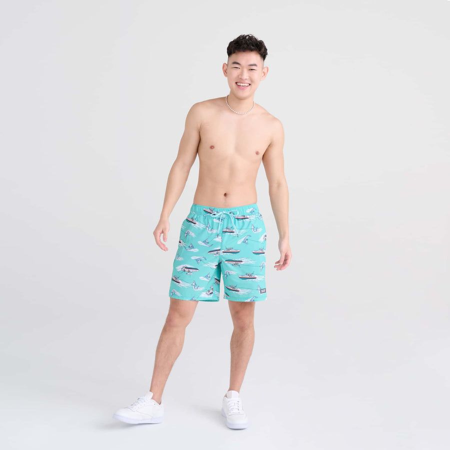 SAXX OH BUOY 2N1 7&quot;VOLLEY SWIM SHORT - SHARK SKI TURQ.