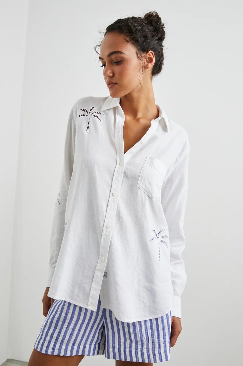 RAILS CHARLI WHITE PALM TREE EYELET