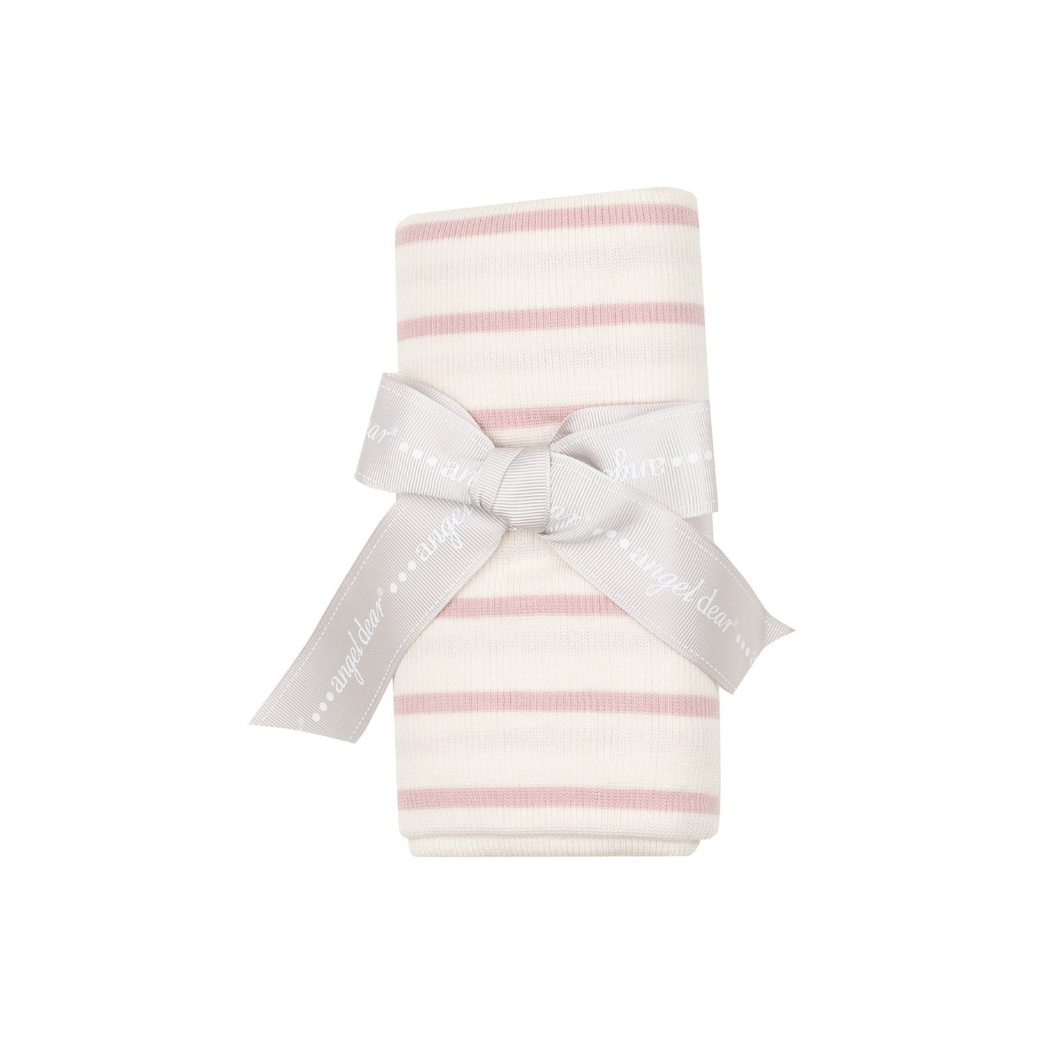 Angel Dear SB Silver Pink + Sugar Swizzle Rib Swaddle Blanket