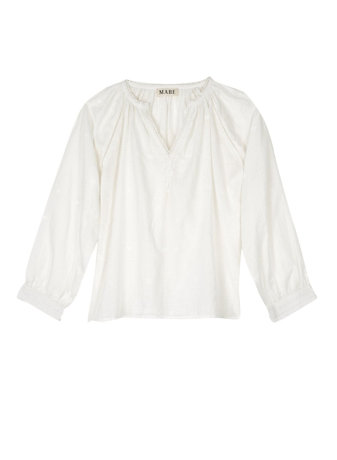 ELANI EMB L/S TOP WHITE