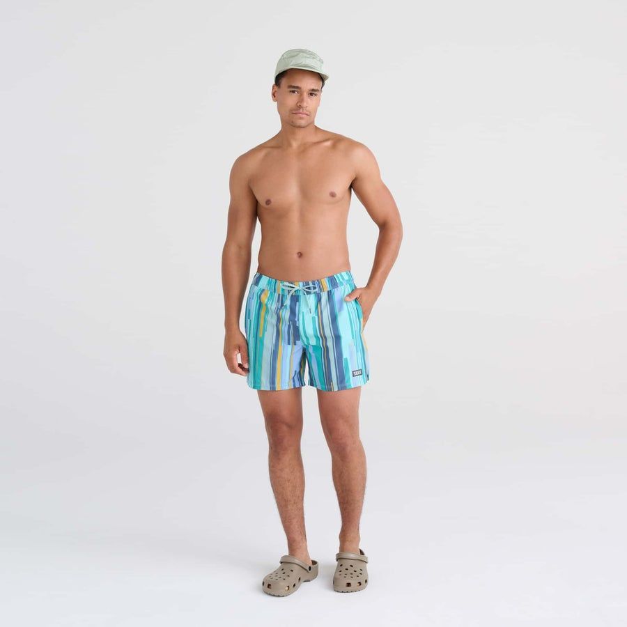 SAXX OH BUOY 2N1 5&quot;VOLLEY SWIM SHORT - SOFT STRIPE - AQUA SPLASH