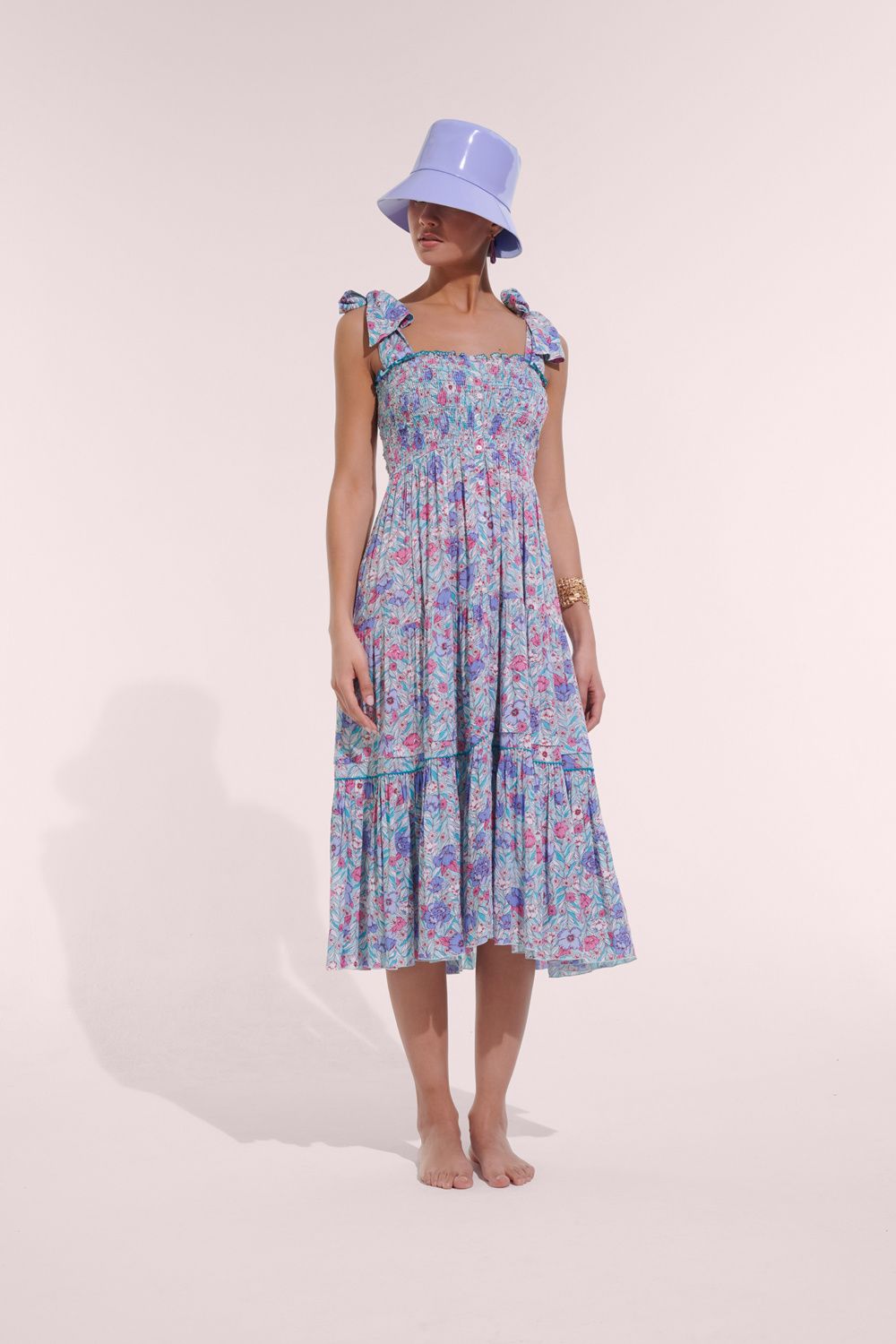 POUPETTE ST BARTH LONG DRESS TRINY V AQUA PETUNIA