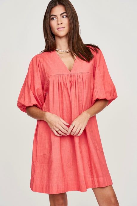 Mirth belem dress in coral