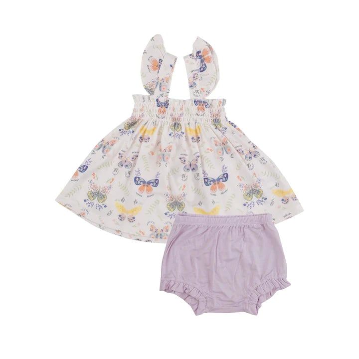 Angel Dear SB Botany Butterflies Ruffle Strap Smocked Top + DC