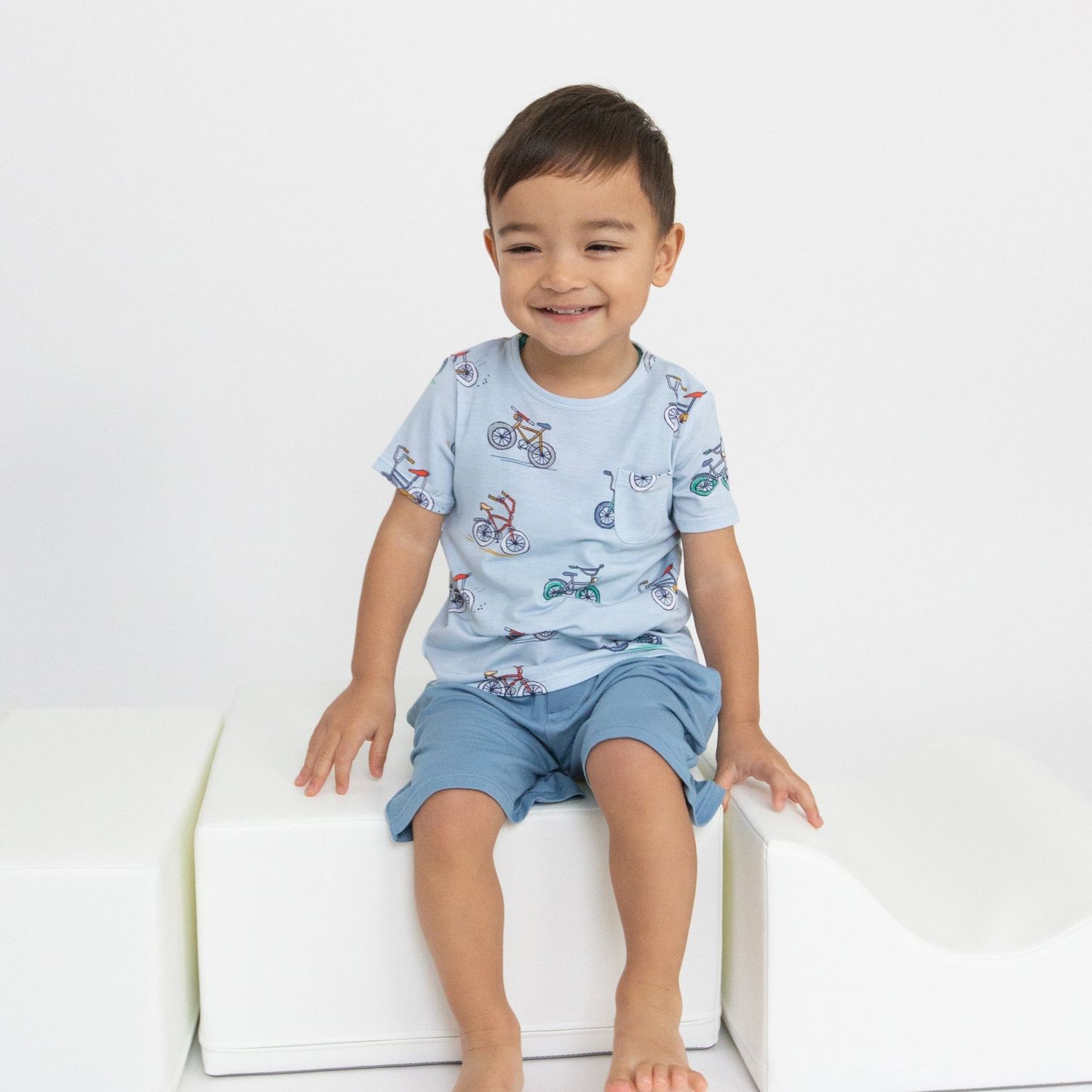 Angel Dear SB Bikes Blue Crew Neck Tee &amp; Short Set