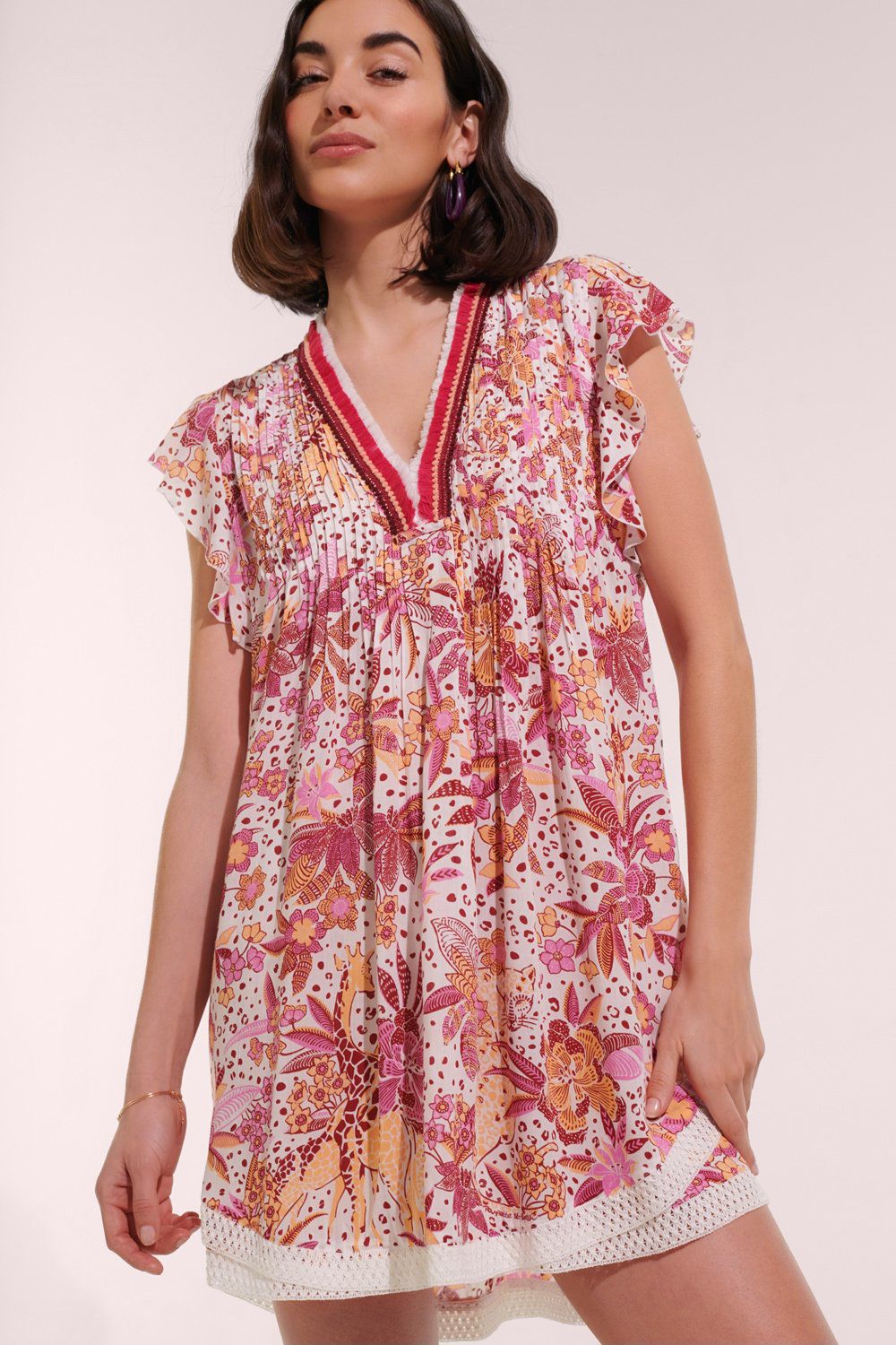 POUPETTE ST BARTH MINI DRESS SASHA V PINK SAVANA