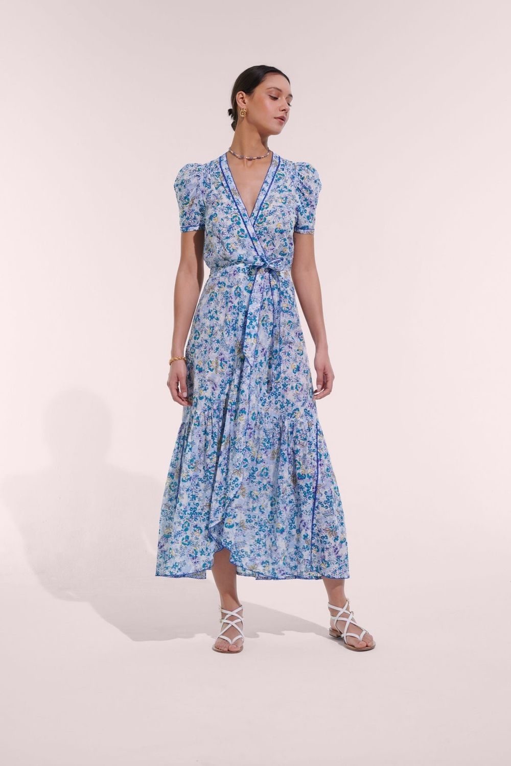 POUPETTE ST BARTH LONG DRESS BABA CT STRIPE BLUE SWEET LIBERTY