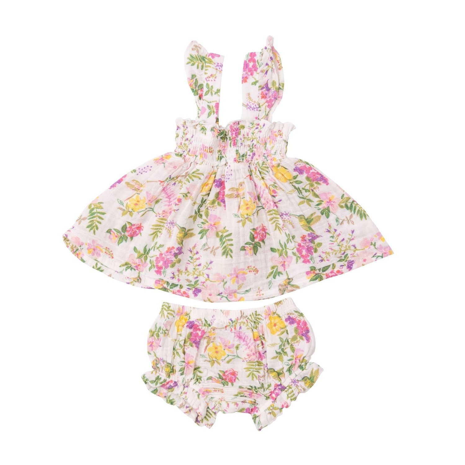 Angel Dear SB Cute Hummingbirds Ruffle Strap Smocked Top + DC