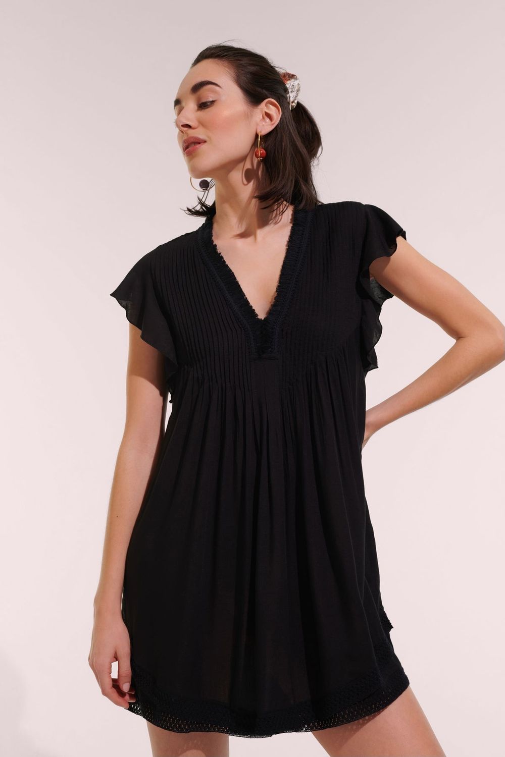 POUPETTE ST BARTH MINI DRESS SASHA V PL BLACK
