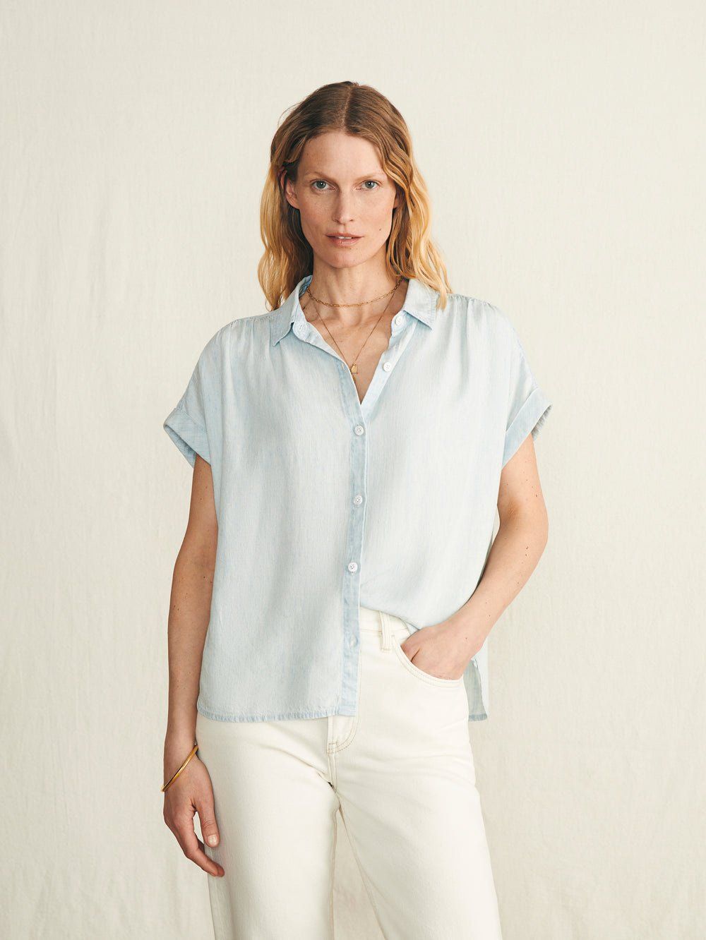 Faherty breeze shirt icy blue wash