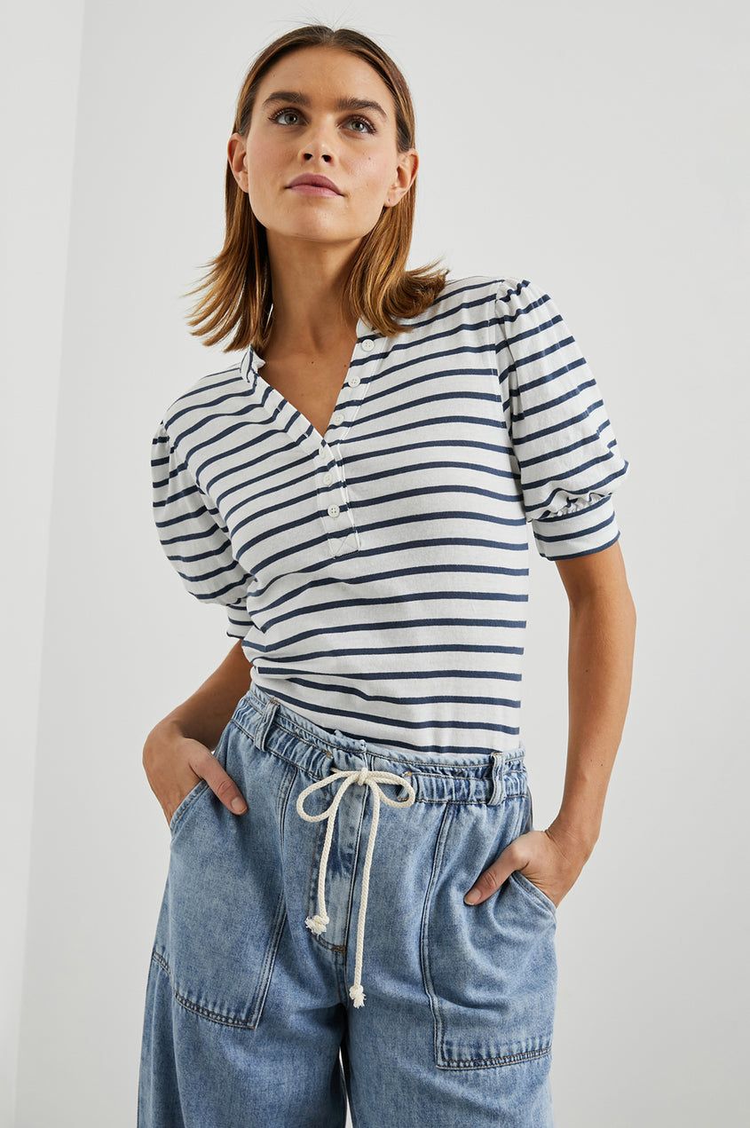 RAILS JEWEL IVORY NAVY STRIPE