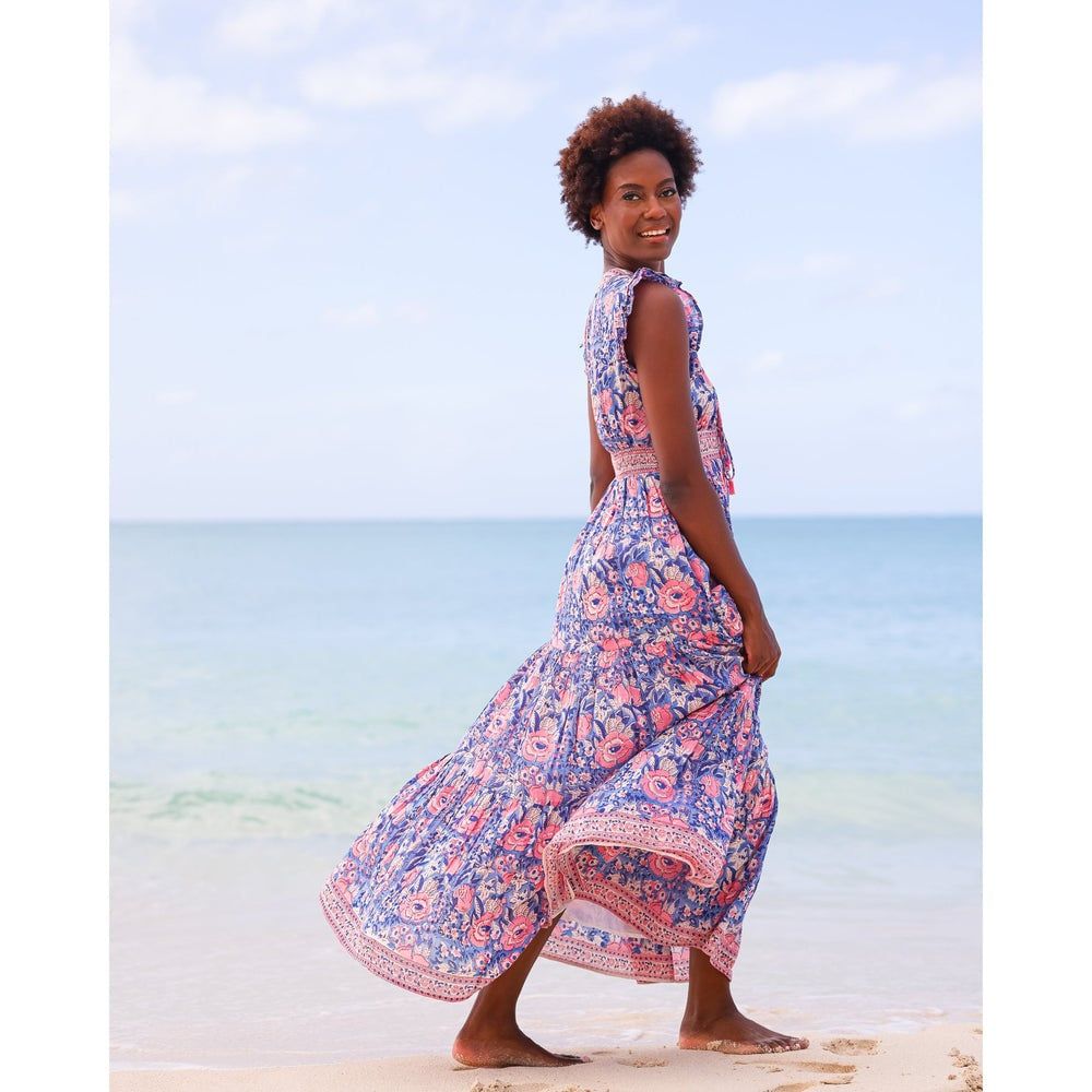 Bell Farrah Maxi Dress Navy Red print