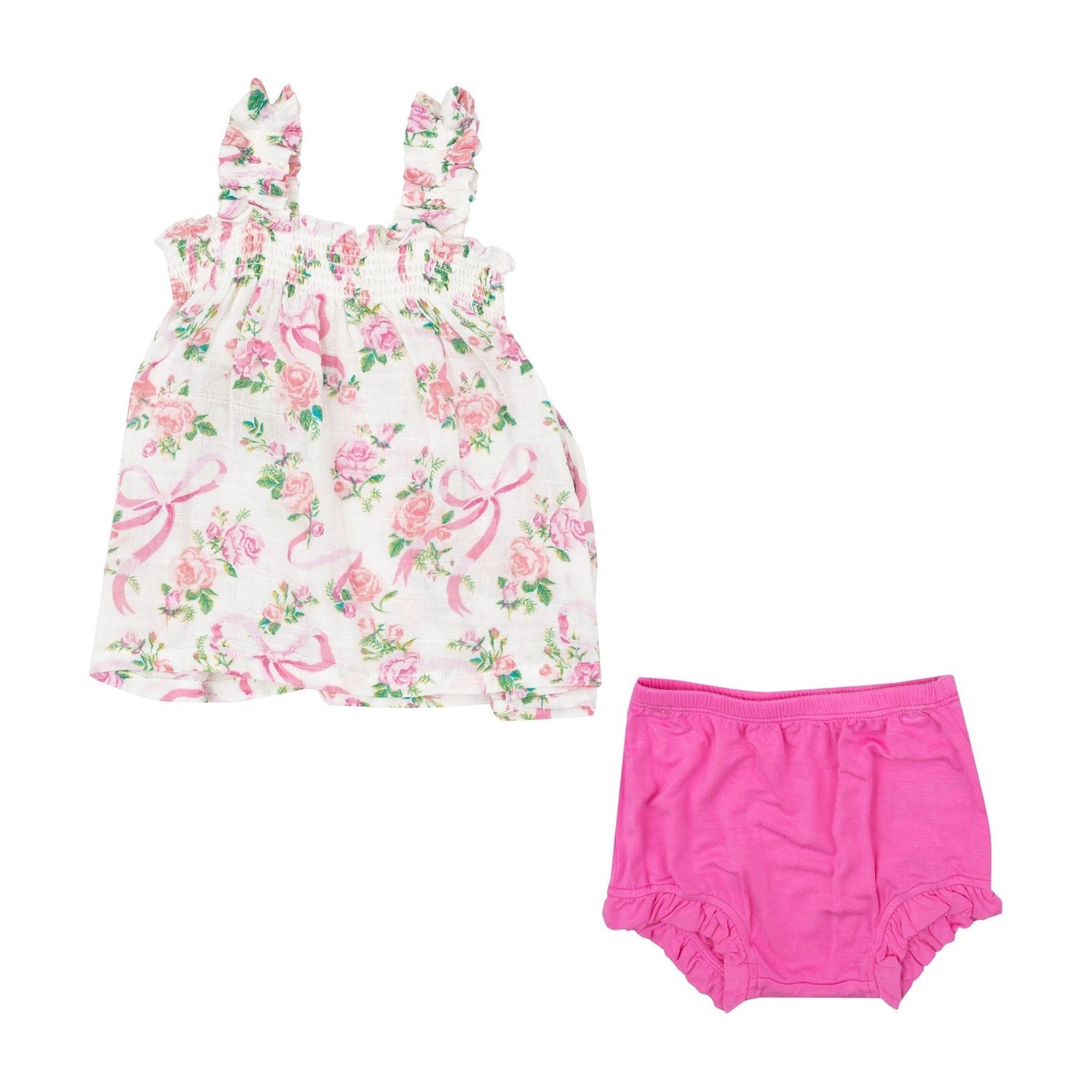 Angel Dear SB Coquette Bows Ruffly Strap Top + Bloomer Set