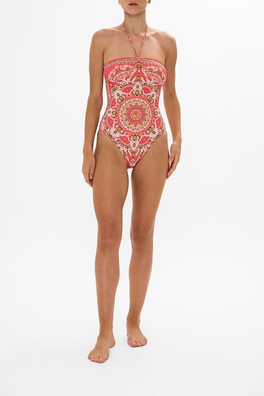 CAMILLA BANDEAU ONE PIECE WITH HALTER TIE SHELL GAMES