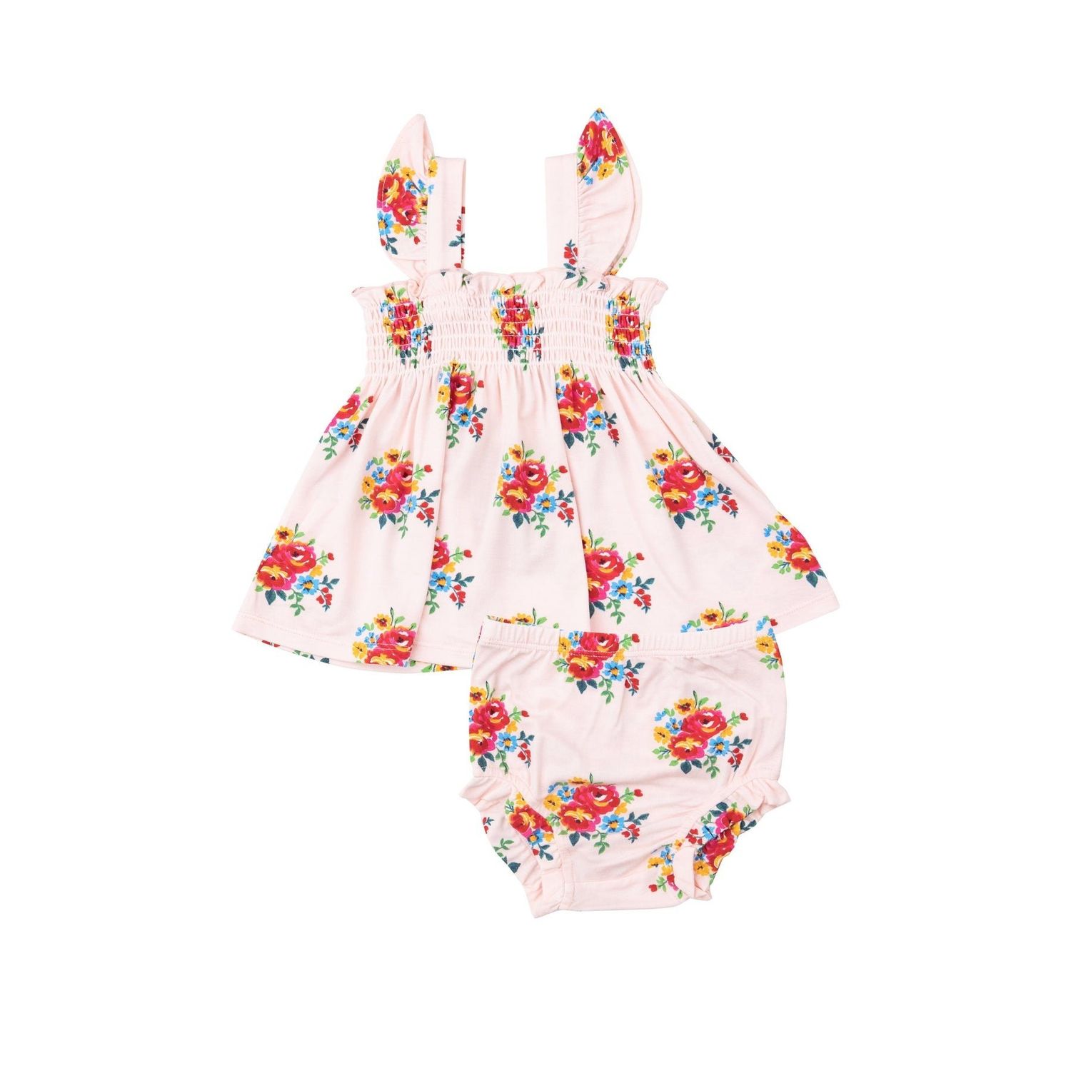 Angel Dear SB Pretty Bouquets Ruffle Strap Smocked Top + DC