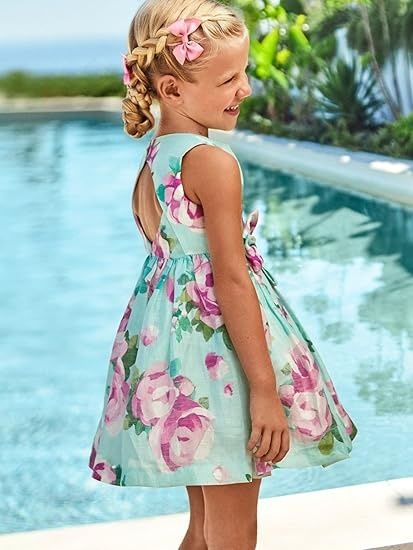 Mayoral Aqua      Printed dress