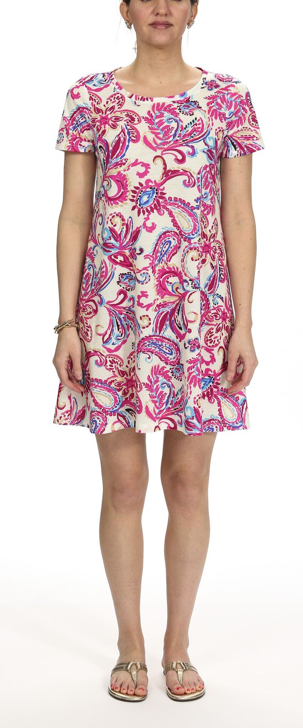 LILLY PULITZER CODY SHORT SLEEVE DRESS COCONUT FLITTING ABOUT