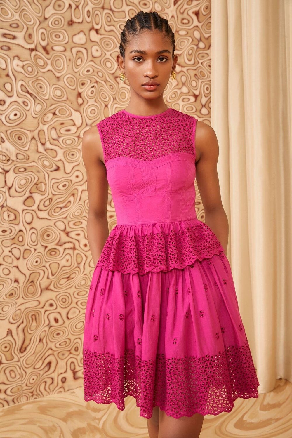 ULLA JOHNSON Jessa Dress GEOMETRIC EYELET ON