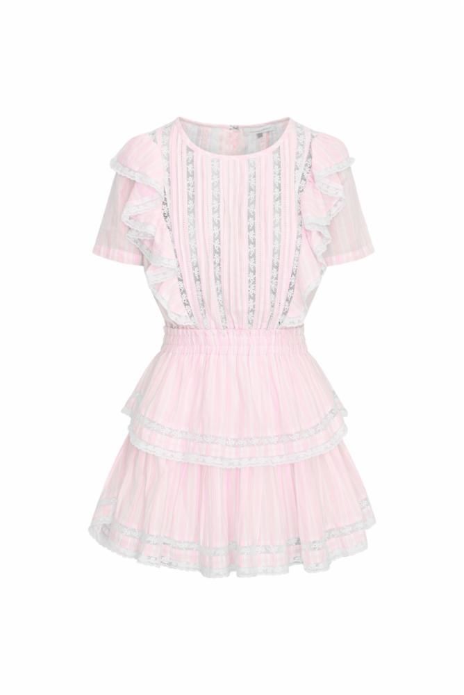 LOVE SHACK FANCY NATASHA DRESS CAPTIVA PINK