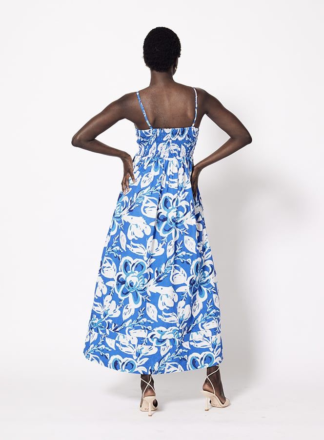 CLEOBELLA ANNIE ANKLE DRESS AZURE PRINT