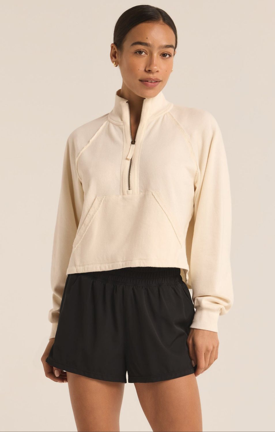 Z Supply On The Run Half Zip Sweatshirt Sandstone
