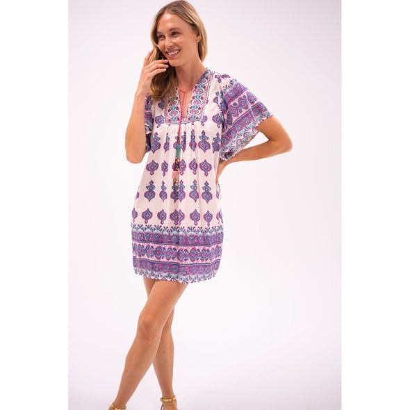 Bell Angel Dress Turq Pink drop