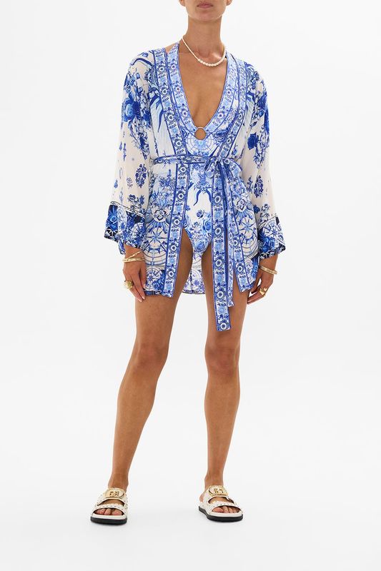 CAMILLA SHORT KIMONO WRAP IMMORTAL INK