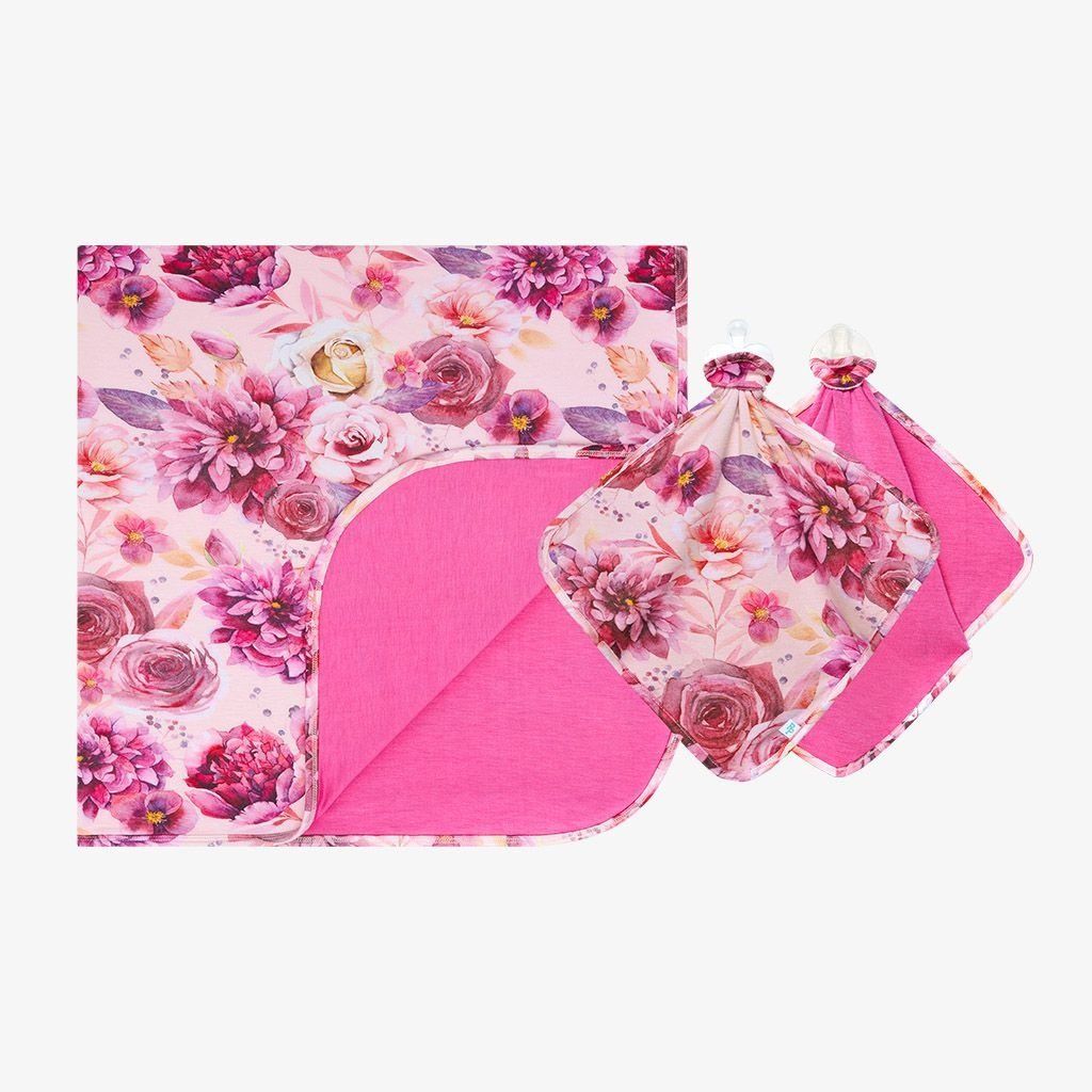 POSH PEANUT Amira &amp; Solid Color Raspberry Rose - Patoo &amp; Lovey Set