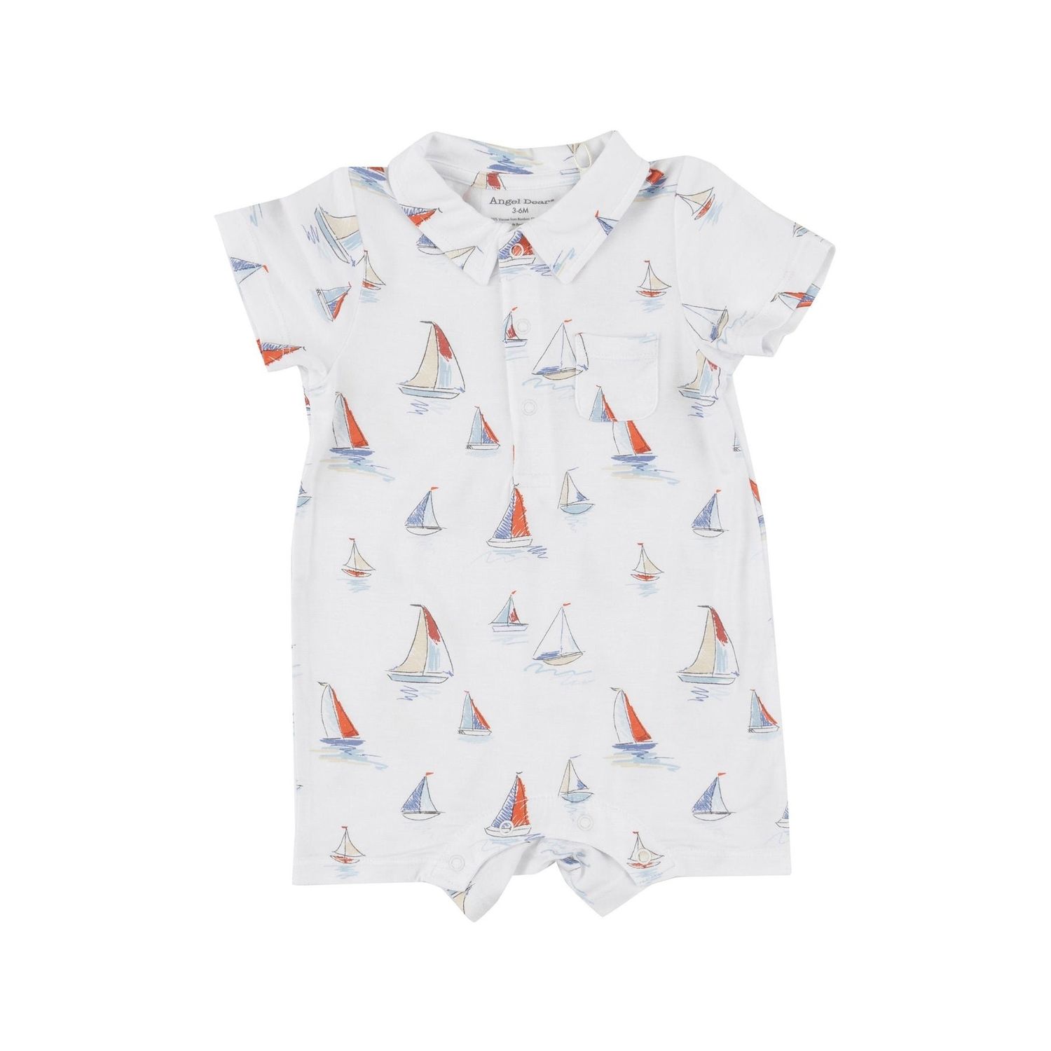 Angel Dear SKETCHY SAILBOATS POLO SHORTIE