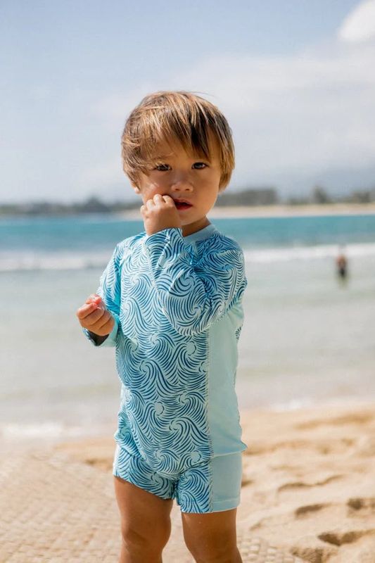 F4A SHOREBREAK L/S BABY SURF SUIT - BEACH GLASS