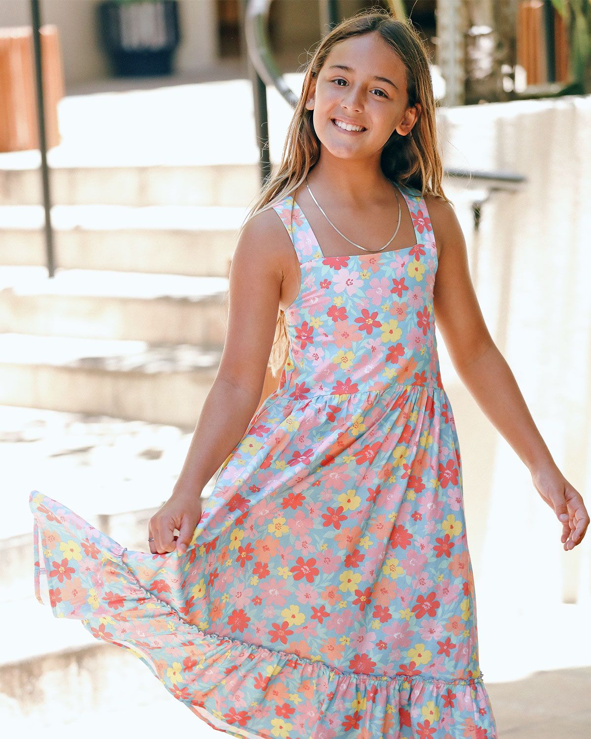 FEATHER 4 ARROW COAST LINE MAXI DRESS BLUE GROTTO
