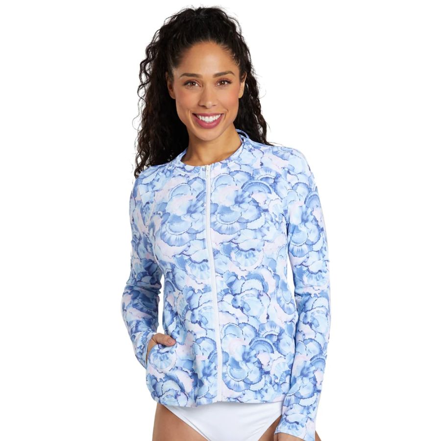 TOMMY BAHAMA ISLAND CAYS FZ LS RASHGUARDBLUE MONDAY HTHR