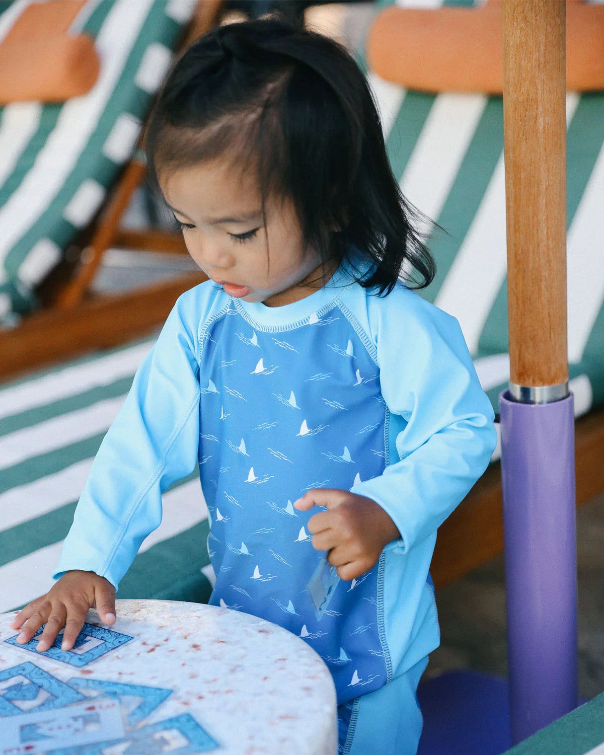 FEATHER 4 ARROW SHOREBREAK L/S BABY SURF SUITSEASIDE BLUE