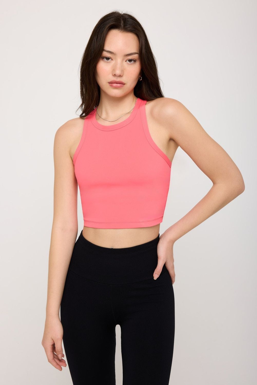 Spiritual Gangster racer back crop tank hot coral