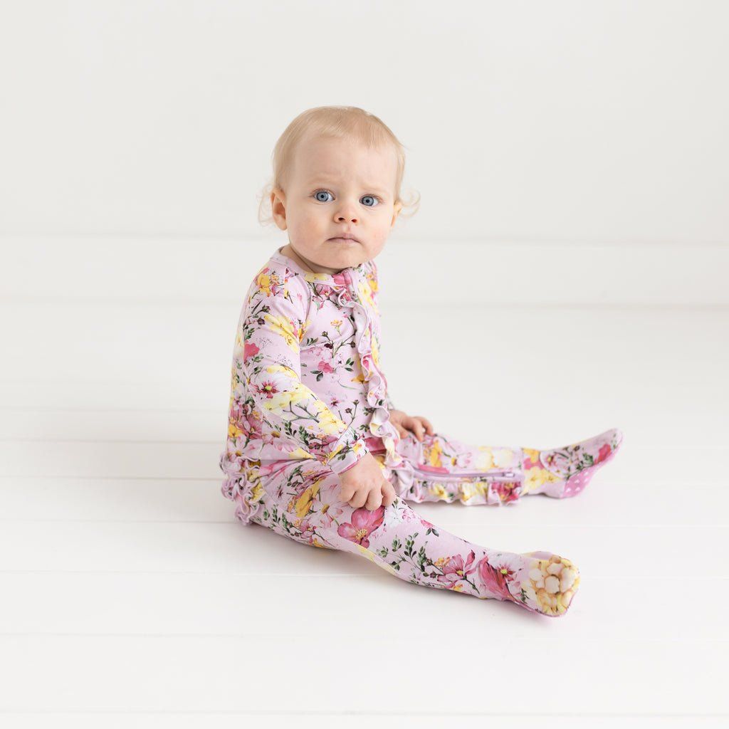 Posh Peanut Gaia - Footie Ruffled Zippered One Piece