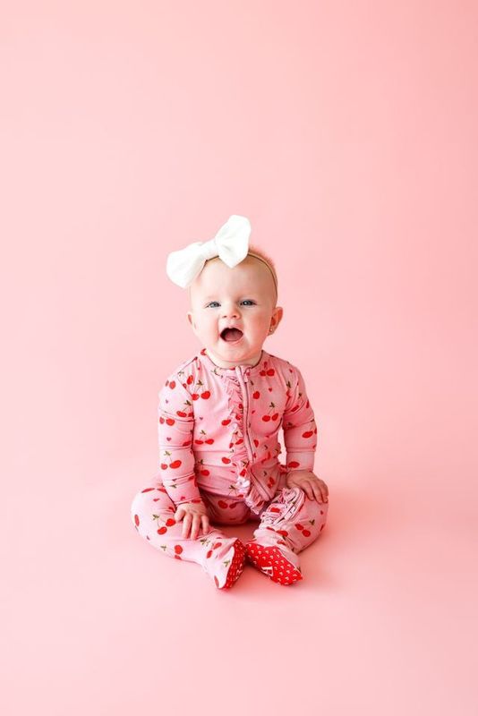 Posh Peanut Very Cherry - Footie Ruffled Zippered One Piece