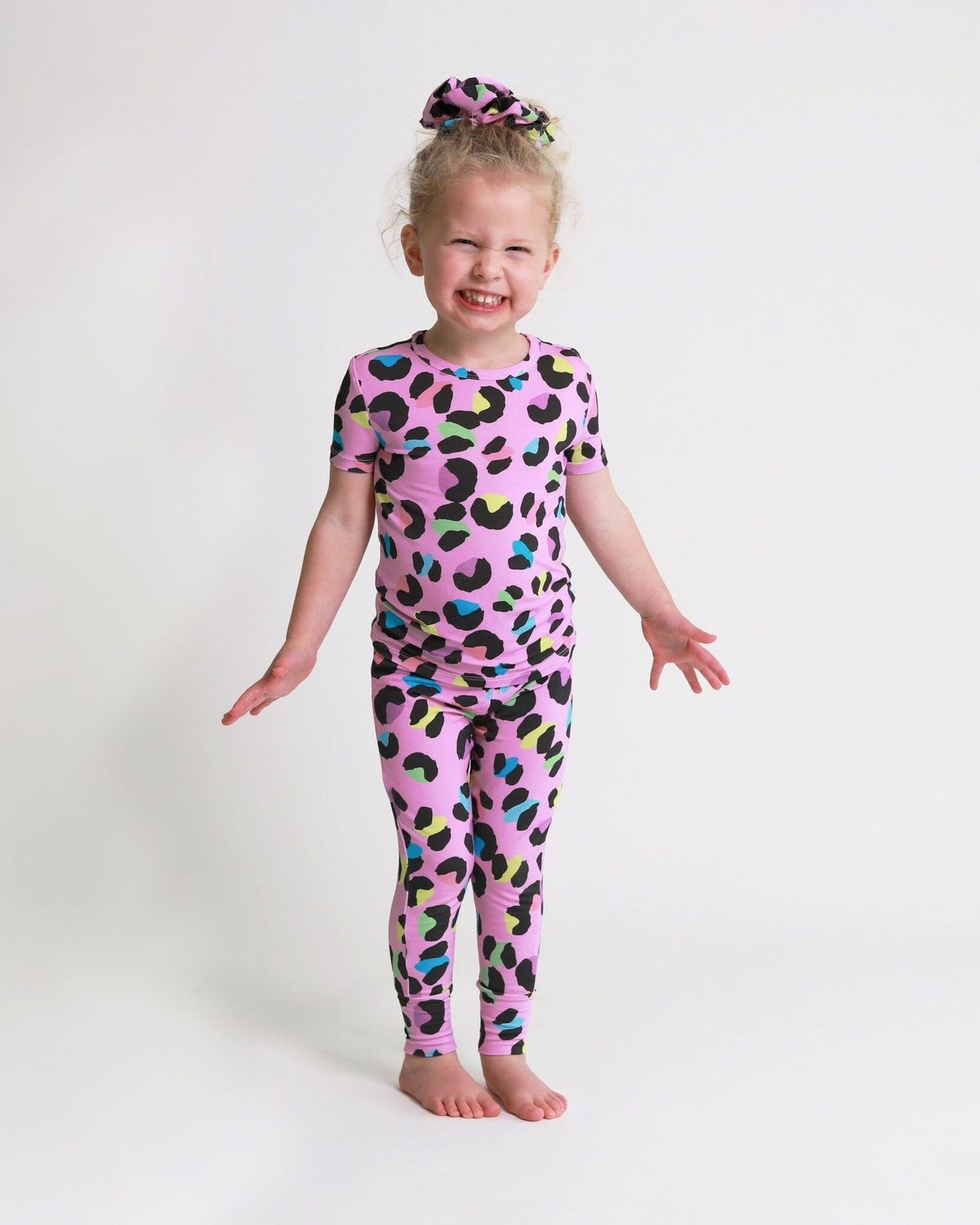 Posh Peanut Electric Leopard - Short Sleeve Basic Pajama