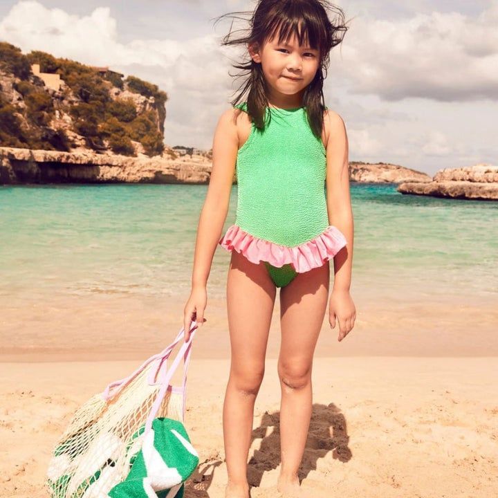HUNZA G KIDS DUO DENISE SWIM - LIME/BUBBLEGUM