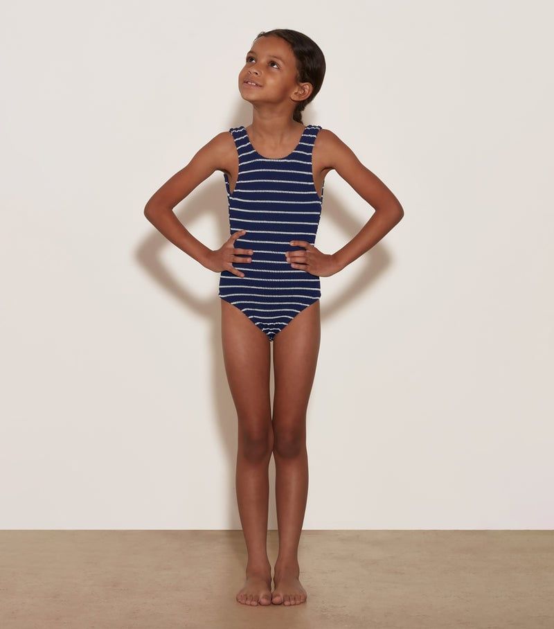 HUNZA G KIDS ALVA SWIM - NAVY/WHITE STRIPE