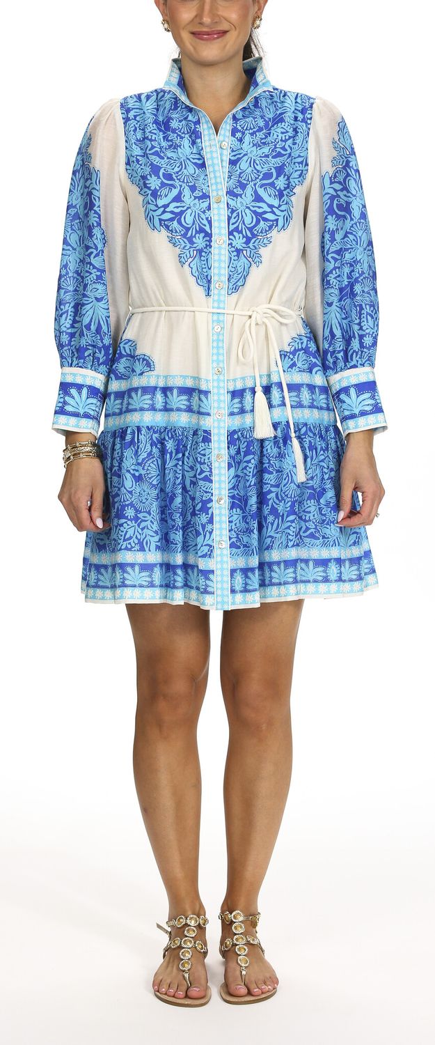 LILLY PULITZER DRENA DRESS BREEZY AQUA JUNGLE ESCAPE ENGINEERED WOVEN DRESS