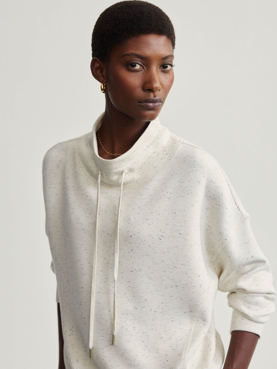 Varley Oakdale Sweat Ivory Marl Fleck
