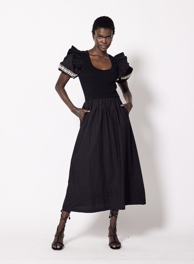 CLEOBELLA SELMA MIDI DRESS BLACK / IVORY