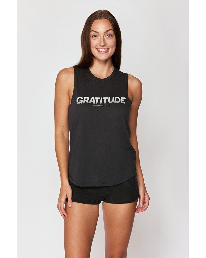 Spiritual Gangster gratitude muscle tank vintage black