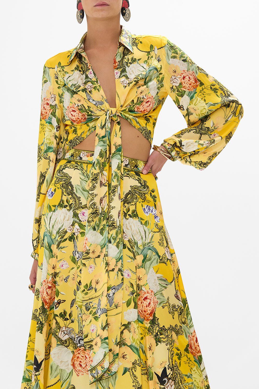 CAMILLA CROPPED WRAP SHIRT PATHS OF GOLD