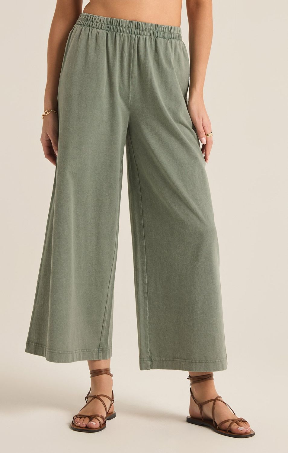 Z Supply Scout Jersey Flare Pant Palm Green