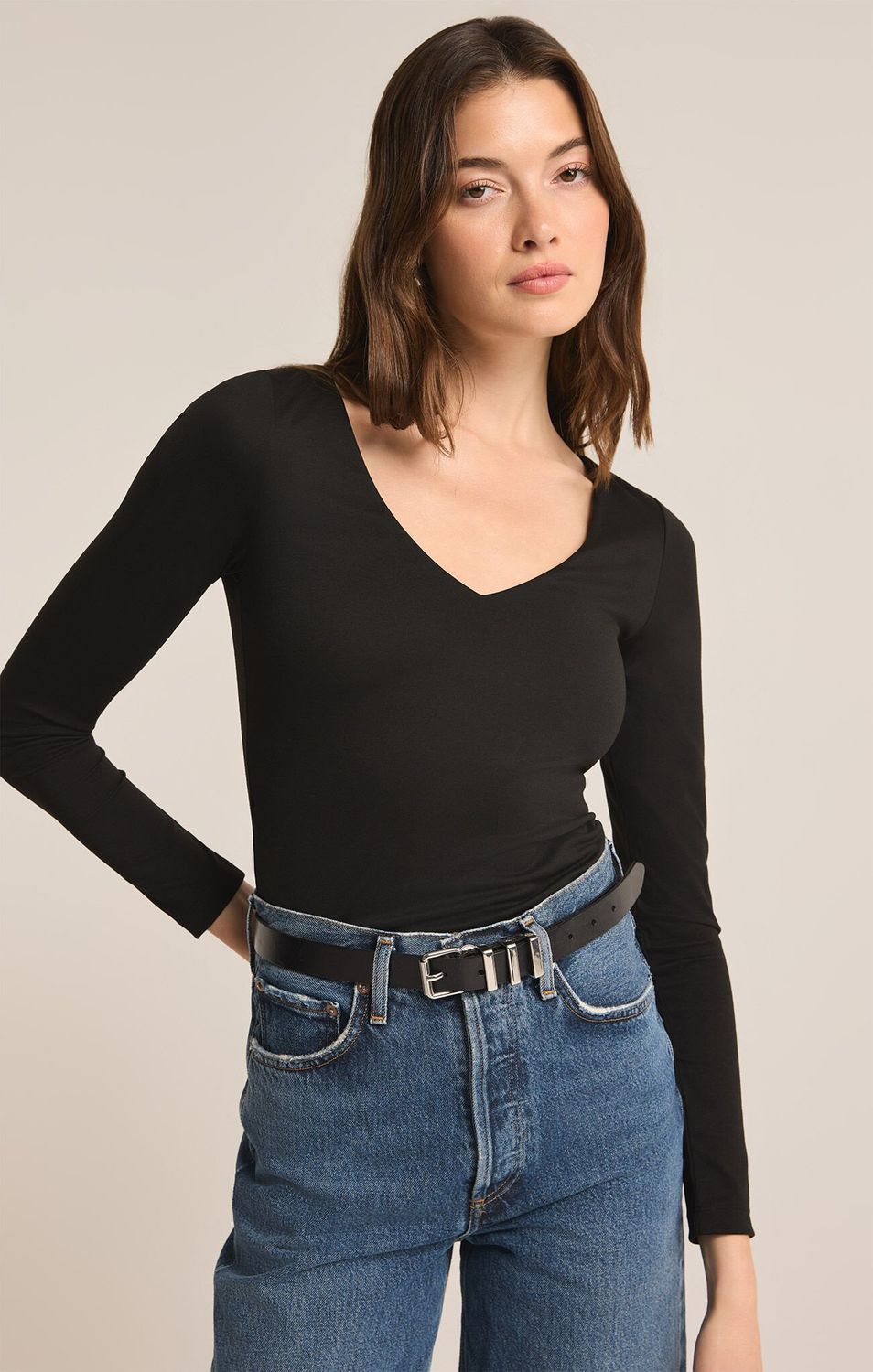 Z Supply Avala L/S So Smooth Top Black
