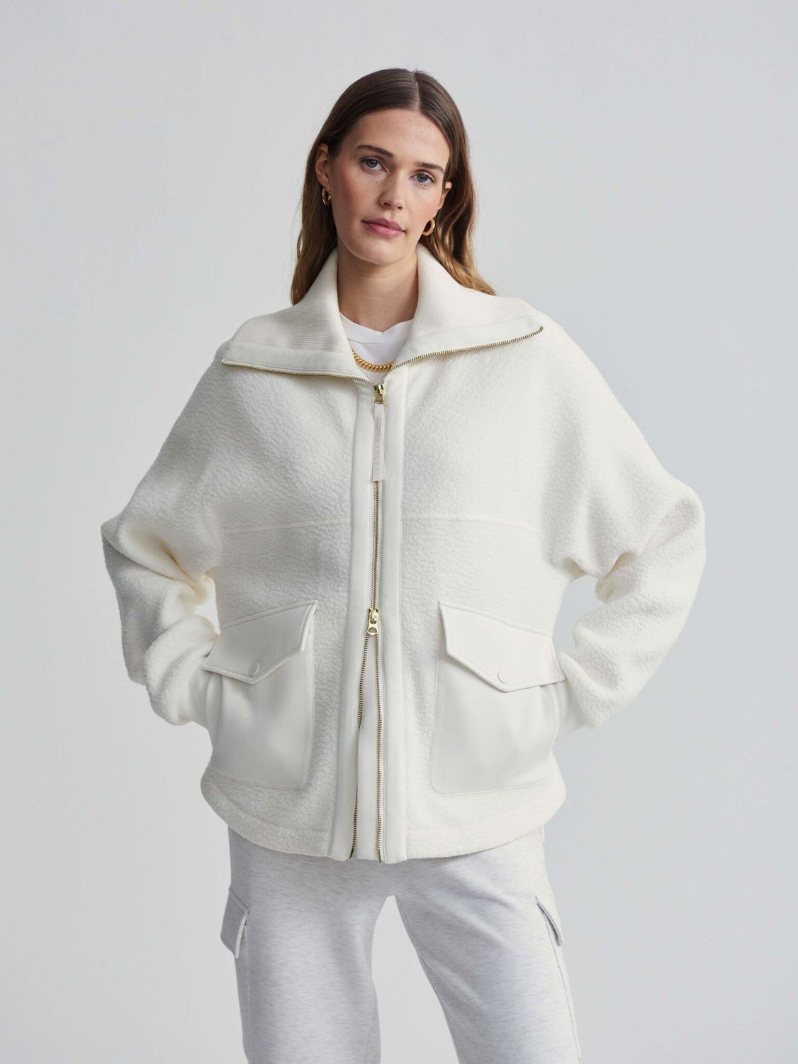 Varley Eleanor Patch Pocket Fleece Egret