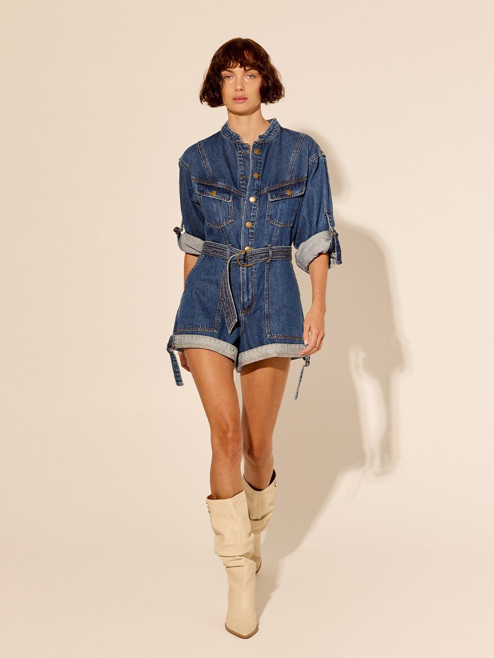 Kivari Elena Denim Playsuit INDIGO